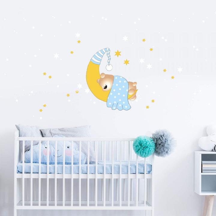 Actual product image Trenddeko Bear, moon and stars + luminous stars (60 x 60 cm)
