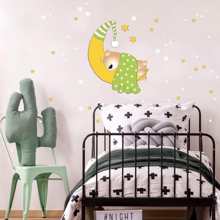 Immagine prodotto Trenddeko Orsi, luna e stelle + stelle luminose (40 x 40 cm)