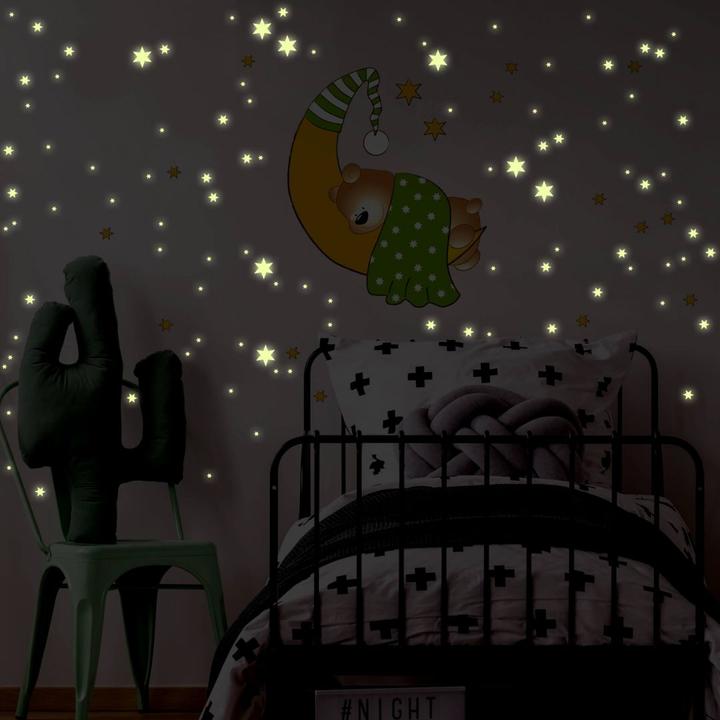 Immagine prodotto Trenddeko Orsi, luna e stelle + stelle luminose (40 x 40 cm)
