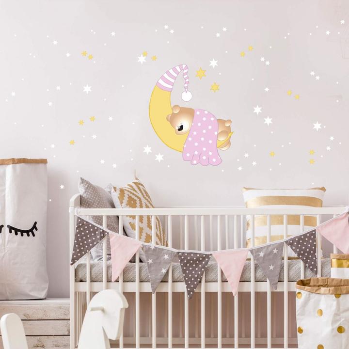 Produktbild Trenddeko Bärchen, Mond und Sterne + Leuchtsterne (50 x 50 cm)