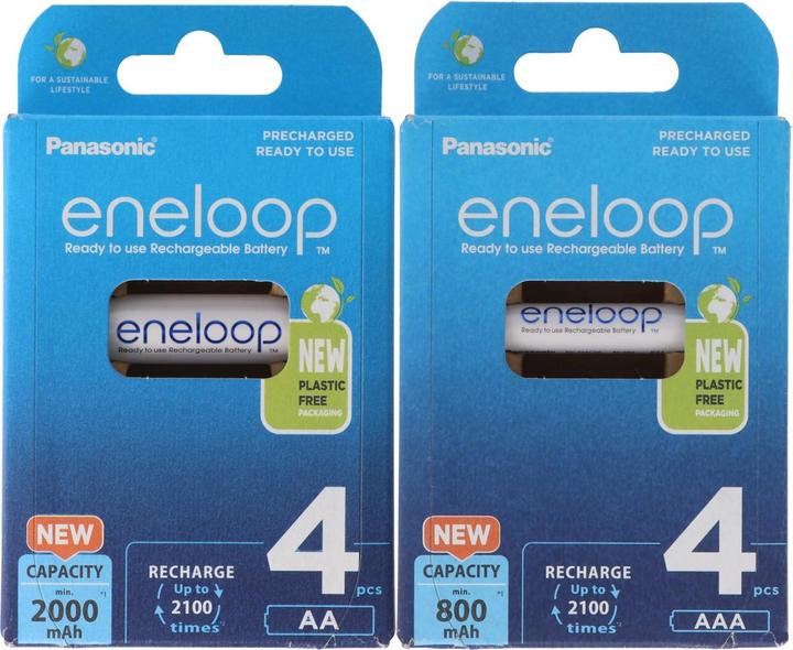 Immagine prodotto Panasonic Combipack di batterie Eneloop con 4 batterie AA e AAA e 2 box batterie AccuCell gratuiti (4 pz., AA, AAA)