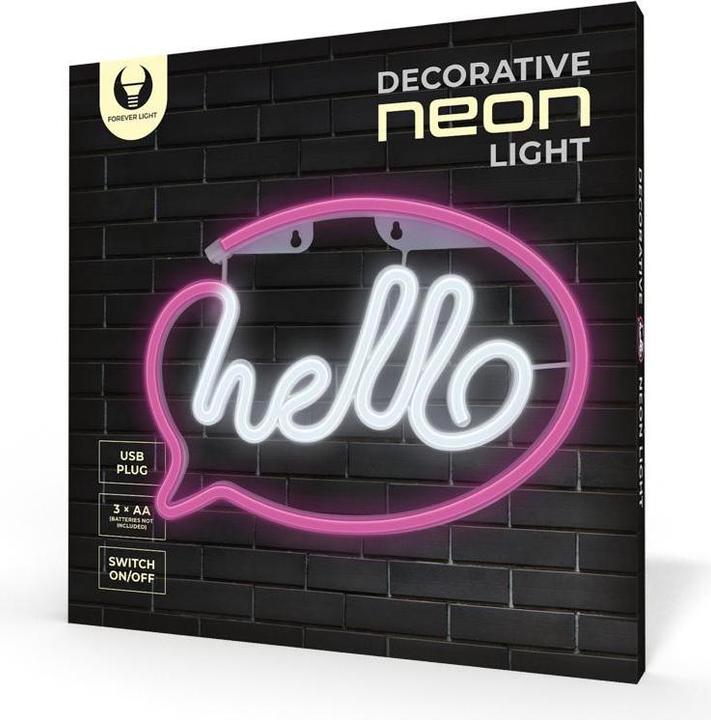 Produktbild Forever Light Neon LED Licht HELLO rosa weiss Fledermaus + USB FLNE15