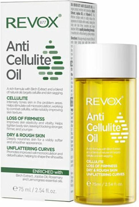 Valeurs nutritives et ingrédients Revox B77 Huile corporelle anti-cellulite 75ml (Huile pour le corps, 75 ml)