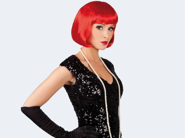Actual product image Fasnacht Wig Cabaret red