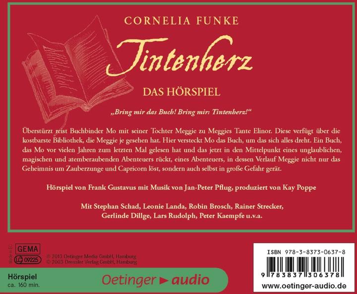 Produktbild Tintenherz-Hörspiel (Kai Henrik Möller, Frank Gustavus, Gerlinde Dillge, Kay Poppe, Frank Jordan, Deutsch)