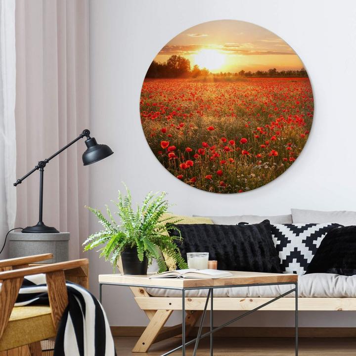 Image du produit Trenddeko Champ de coquelicots au coucher du soleil (Ø 45 cm)