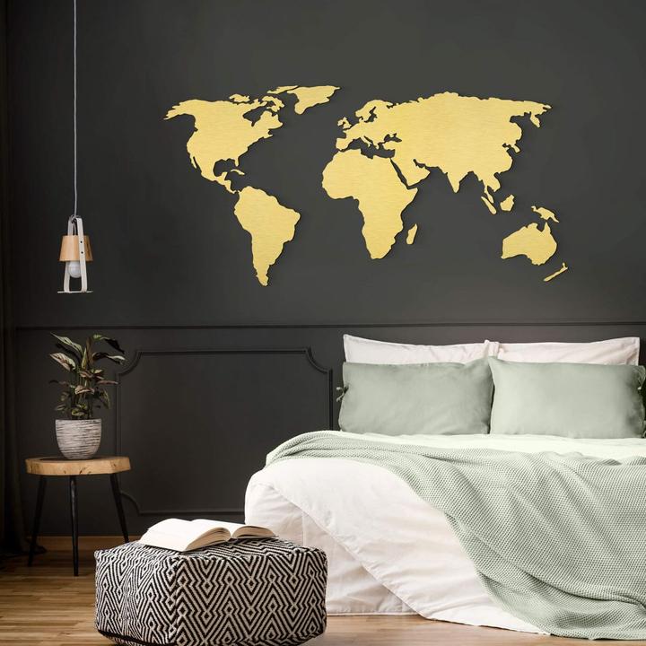 Immagine prodotto Trenddeko Mappa del mondo 3D con effetto oro (99 x 200 cm)