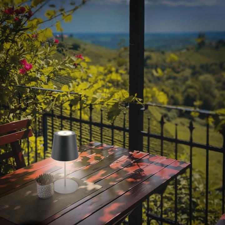 Actual product image B.K.Licht LED rechargeable table lamp, IP44, 2.5W, anthracite