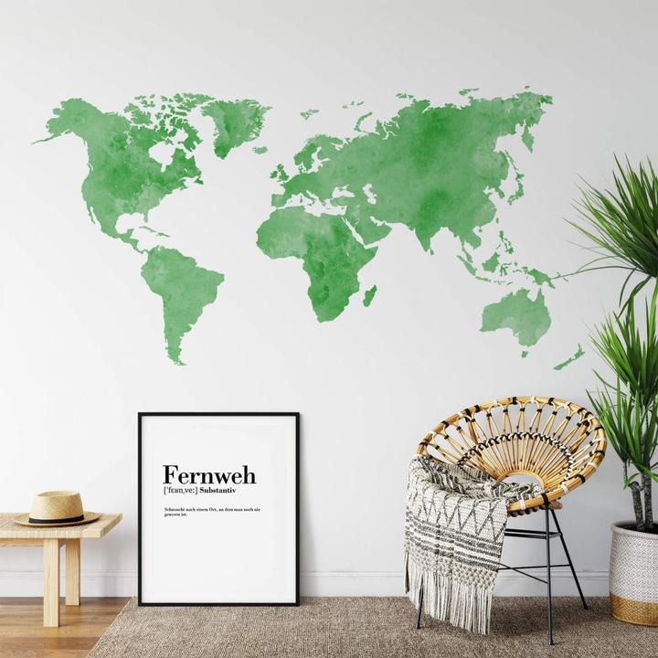 Image du produit Trenddeko Aquarelle Carte du monde (180 x 92 cm)