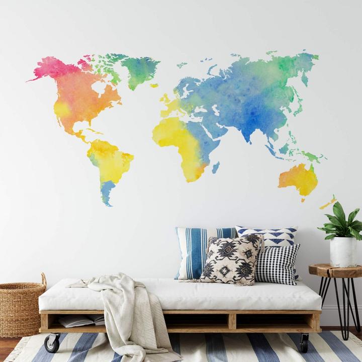 Image du produit Trenddeko Aquarelle Carte du monde (160 x 82 cm)