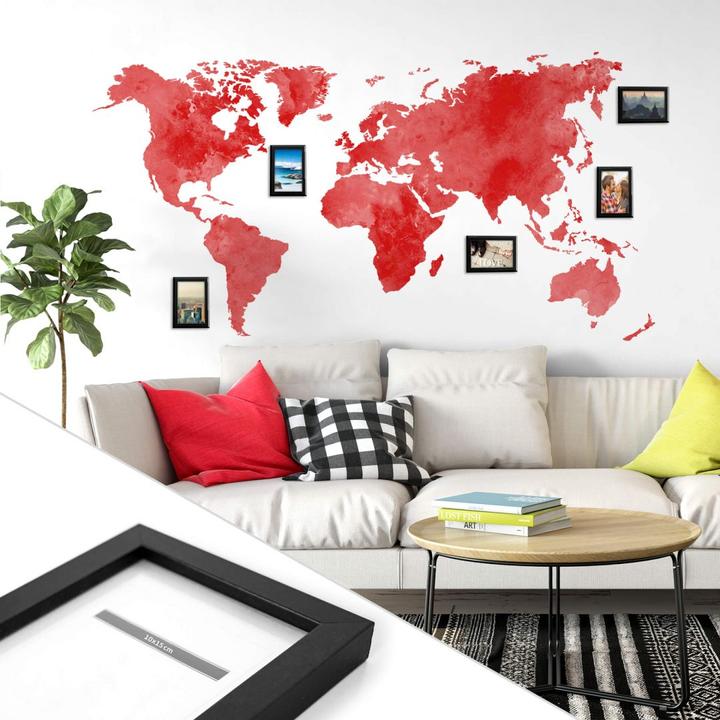 Immagine prodotto Trenddeko Mappa del mondo ad acquerello - incl. 5 cornici (140 x 72 cm)