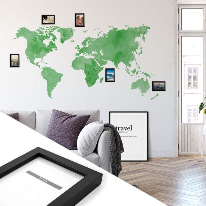 Immagine prodotto Trenddeko Mappa del mondo ad acquerello - incl. 5 cornici (160 x 82 cm)