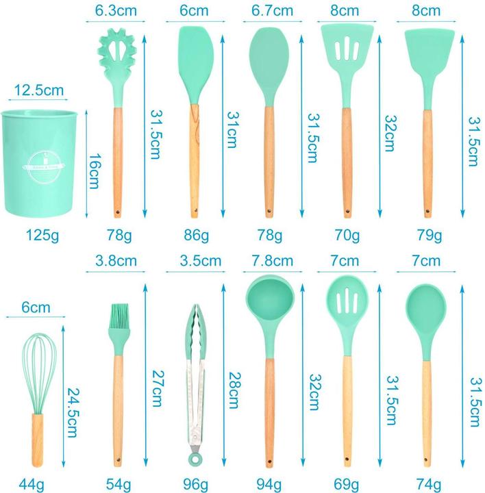 Immagine prodotto Intirilife Set di utensili da cucina da 12 pezzi con pinze, fruste e spatole