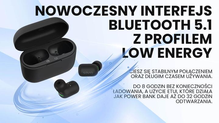 Image du produit Savio TWS-09 IPX5 Casque & écouteurs Sans fil intra-auriculaire Musique Bluetooth Noir (8 h, Sans fil)