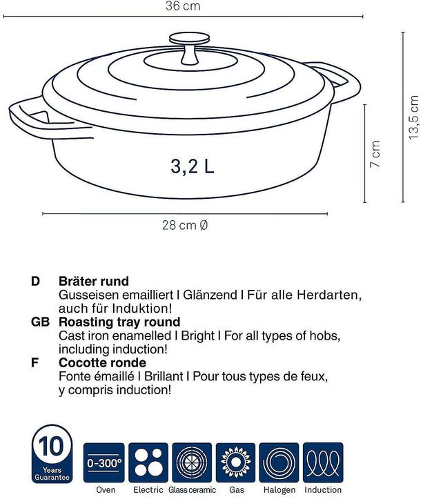 Actual product image Kela Roasting tray round Calido (28 cm, Casserole + Stewpot, Cast iron)