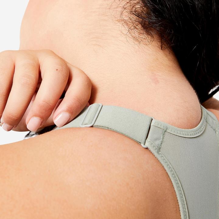 Image du produit Decathlon Bustier fort maintien coussinets réglables - vert sauge (S)