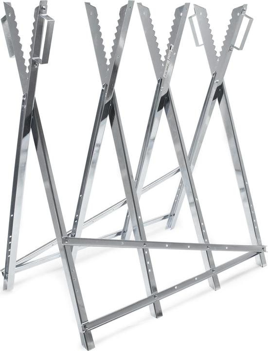 Actual product image Wiltec Folding sawhorse 4 log holders galvanised Timber sawhorse Sawing aid Toothing (80 cm, 84 cm)
