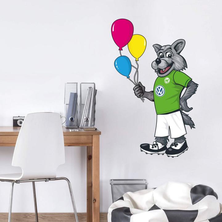 Image du produit VfL Wolfsburg Wölfi avec des ballons (79 x 50 cm)