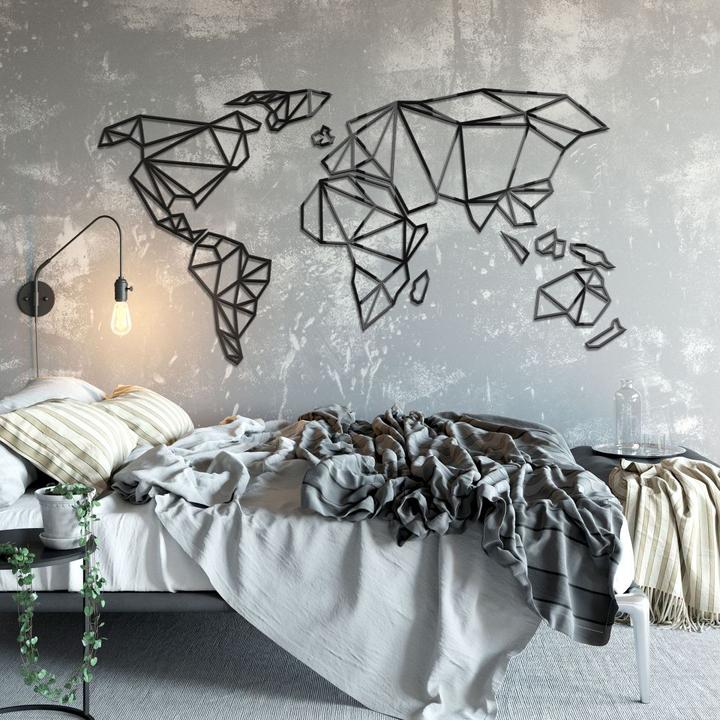 Image du produit Trenddeko Carte du monde 3D Origami en acrylique (100 x 50 cm)