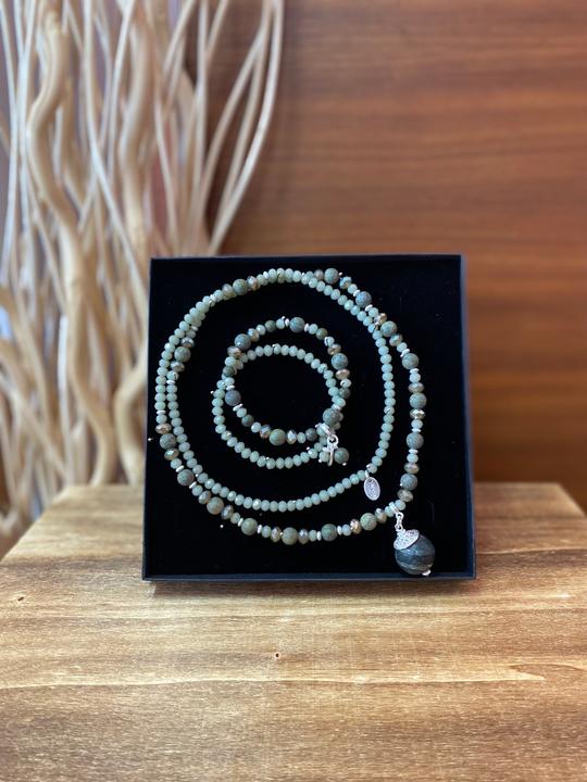 Produktbild Andreani Schmuckset aus echter afrikanischer grüner Jade (Grün)