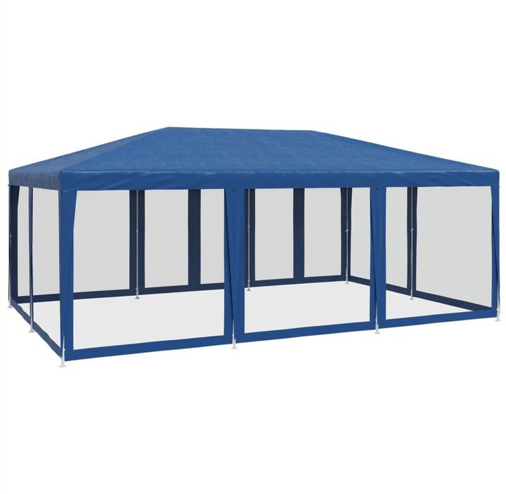 Immagine prodotto VidaXL Partyzelt Pavillon Festzelt mit 10 Mesh-Seitenteilen Blau 6x4m HDPE (600 cm, 400 cm)