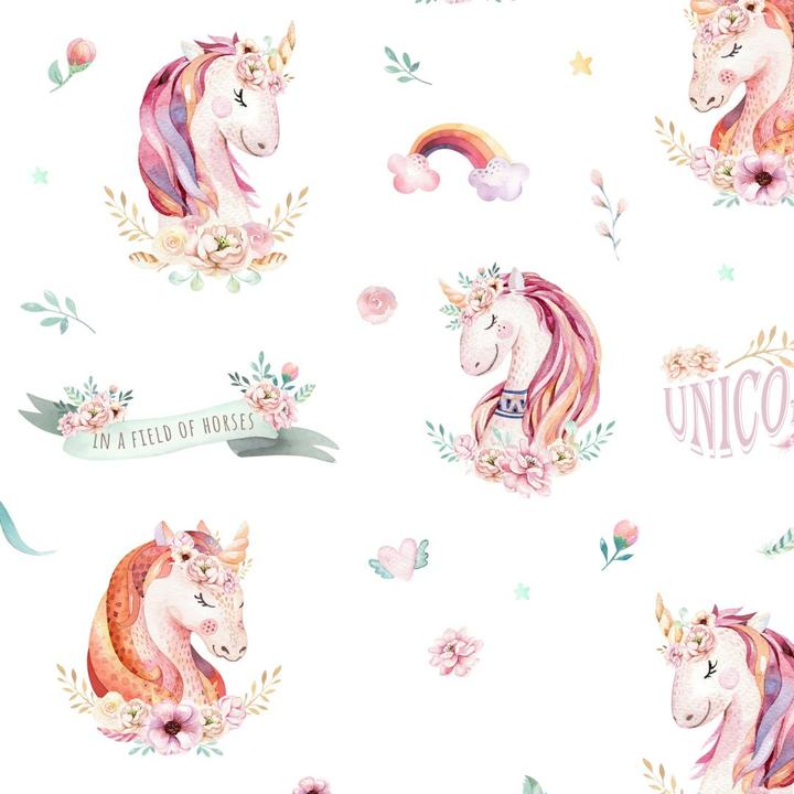Image du produit Trenddeko Licorne - bannière et fleurs (100 x 50 cm)