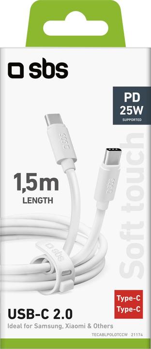 Image du produit SBS Polo Collection Câble de données USB-C et chargeur (1.50 m, USB 2.0)