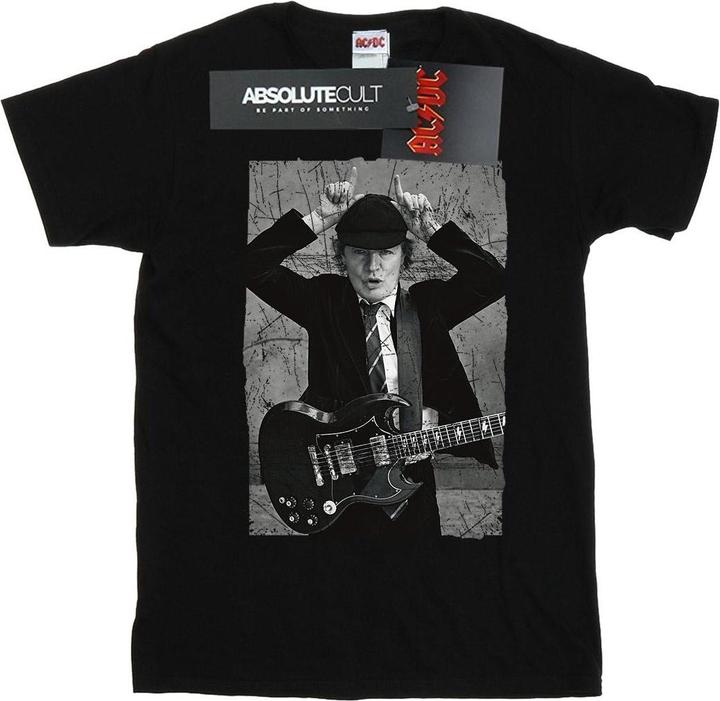 AC/DC Angus Young Distressed Foto Baumwolle Boyfriend TShirt