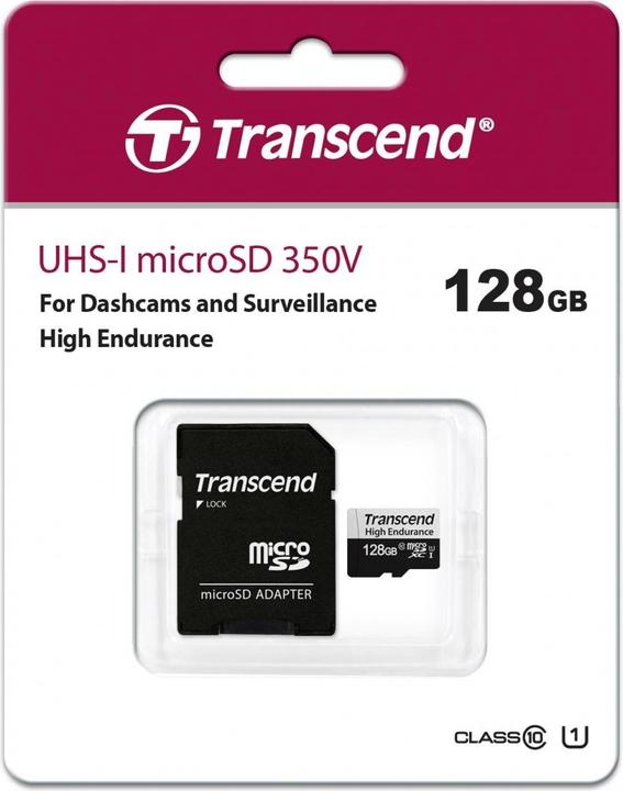 Produktbild Transcend microSDXC 350V 128GB Class 10 UHS-I U1 (128 GB, microSDXC, U1, UHS-I)
