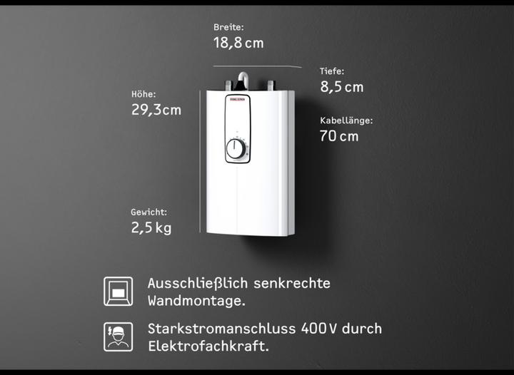 Actual product image Stiebel Eltron DCE 11/13 Electronic compact instantaneous water heater for the kitchen, under-sink, VDE tested