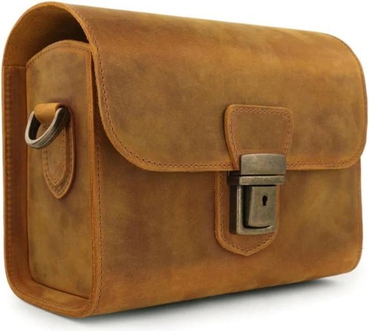 Actual product image Only-Bags.Store Camera messenger bag in grained leather for mirrorless, instant and DSLR cameras (Camera shoulder bag)