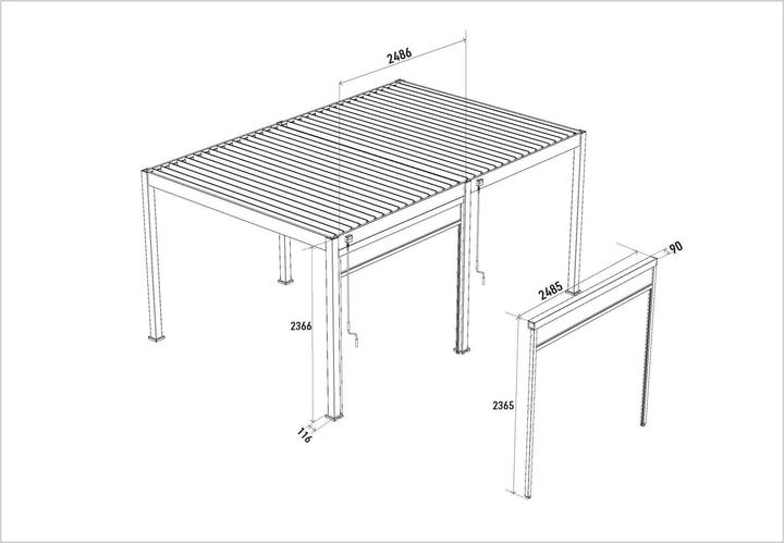 Immagine prodotto Weide Tenda parasole elettrica per salice Pergola elettrica | antracite (248.50 cm, 9 cm)