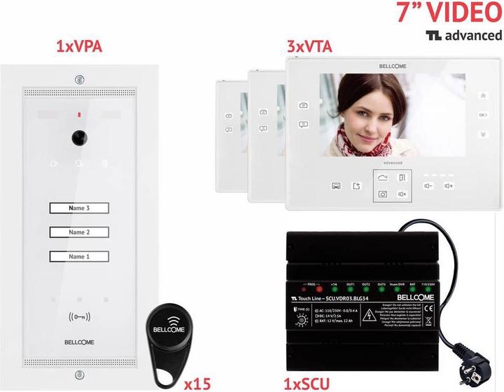Image du produit Bellcome Interphone-portier vidéo d 7" Kit 3 Famille (Filaire)