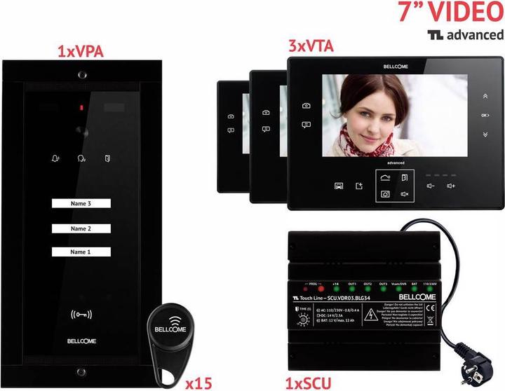Productafbeelding Bellcome Video deurintercom d 7" Kit 3 Familie (Bedraad)