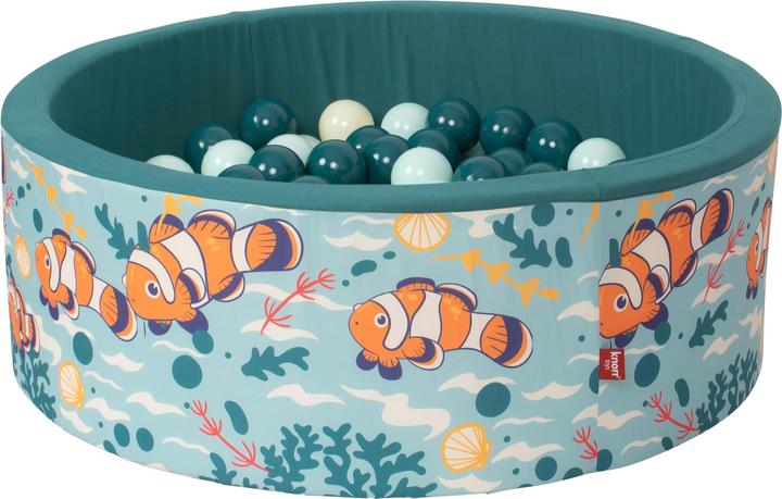 Knorrtoys Piscine à balles soft - "poisson clown" - 150 balles beige/light mint/dark sea