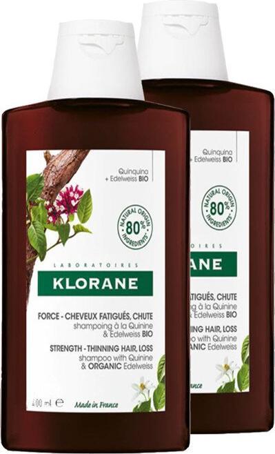 Klorane Shampoo mit Chinin und Edelveiss Bio 2x400ml (800 ml, Flüssiges Shampoo)