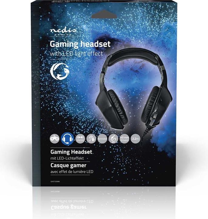 Produktbild Nedis Gaming Headset | Über Ohr | Stereo | USB Type-A / 2x 3.5 mm | Klappbarer Mikrofon | 2.20 m | L (Kabelgebunden)