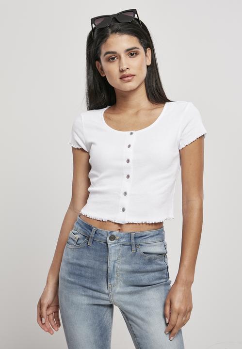 Produktbild Urban Classics Ladies Cropped Button Up Rib Tee (XL)