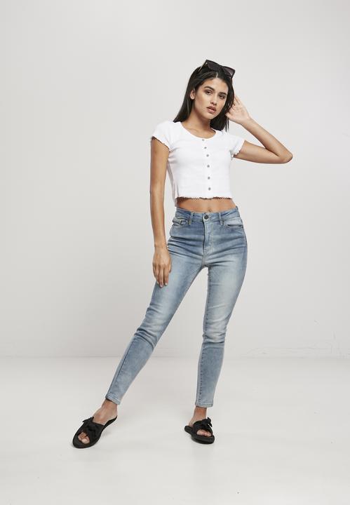 Produktbild Urban Classics Ladies Cropped Button Up Rib Tee (XL)