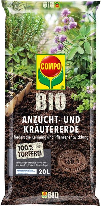 Compo Anzucht- und Kruter Erde BIO torffrei 20 L (20 l, Erde ohne Torf)