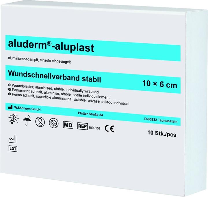 Energie-Label Söhngen aluderm aluplast Pflaster starr / stabil 10x6cm, 10 Stk., einzeln (10 x)