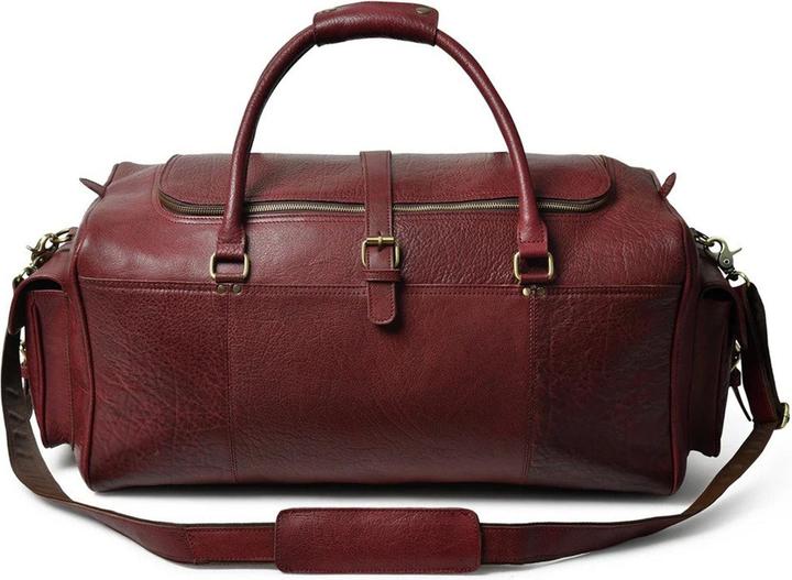 Immagine prodotto Only-Bags.Store Borsa Duffel da uomo in pelle di bufalo rosso ciliegia, grande borsa da viaggio, borsa da viaggio