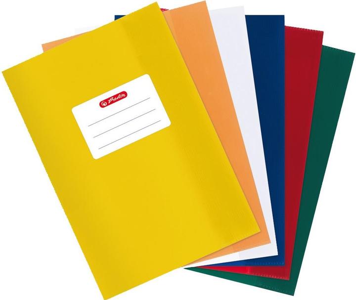 Immagine prodotto Herlitz Copertina per quaderno DIN A5, goffrata (rafia), PP, arancione con etichetta di iscrizione incollata (A5)