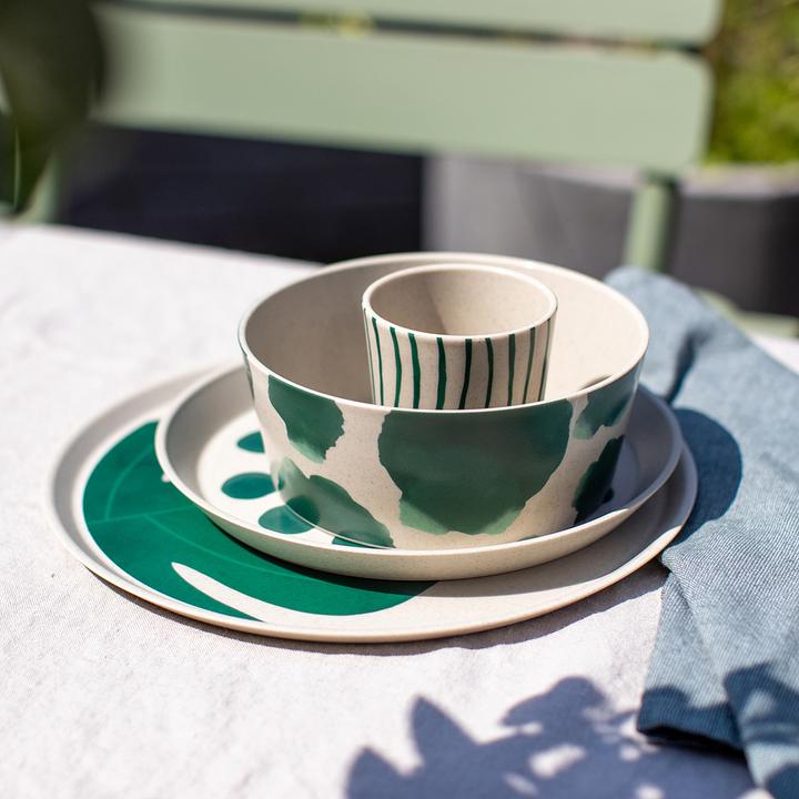 Actual product image Koziol Dinner Plate Connect Monstera 4 pieces,Beige/Green (4 x, 25.50 cm)