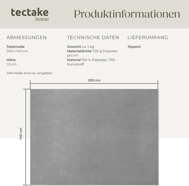 Produktbild tectake Kurzflorteppich Soft Zone (140 x 200 cm)