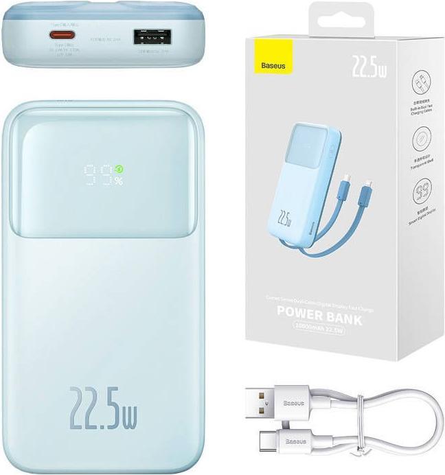 Actual product image Baseus Powerbank Comet with USB to USB-C cable, 10000mAh, 22.5W (blue) (10000 mAh, 22.50 W)