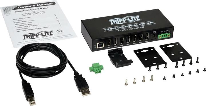 Produktbild Eaton 7-Port Industrial-Grade USB 2.0 Hub 15kV ESD Immunity Metal Housing Mountable (USB-B, 7 Ports)