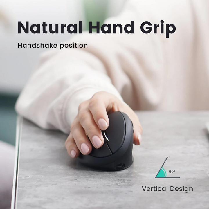 Produktbild Perixx PERIMICE-819, ergonimische vertikale Maus, silent click, Multi-Device, schwarz (Kabellos)