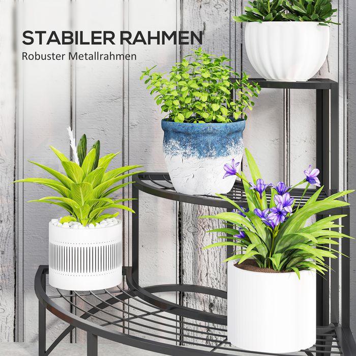 Produktbild Swisshandel24 3-Etagen Pflanzenständer, Metall, 60 cm hoch, Schwarz