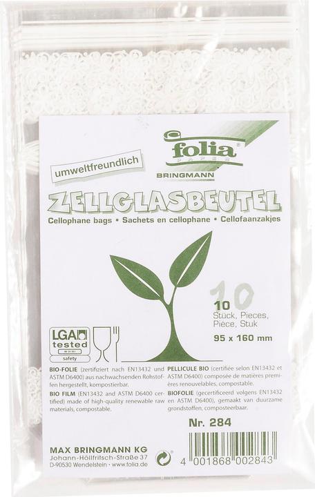 Actual product image Folia Bio transparent bag with base 95 x 160 mm (10 x)